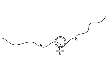 Obraz premium Female gender symbol continuous one line simple Vector illustration