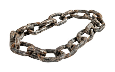 Obraz premium Weathered metal chain lying on a white background, conveying themes of strength and resilience without any rust, cut out