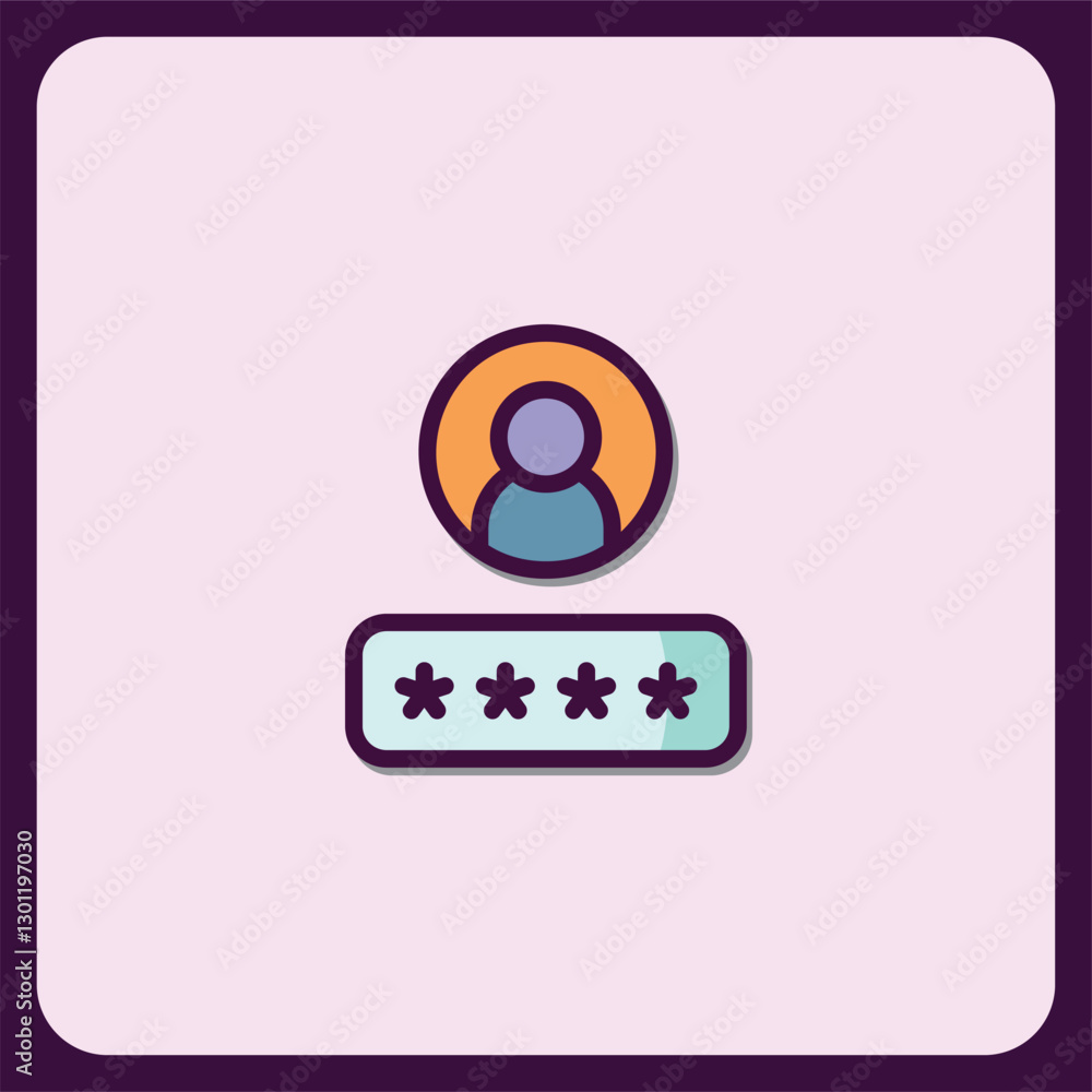 Poster modern user login icon with password security graphic