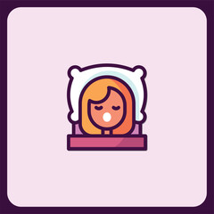 Sleeping Woman Icon Illustration Design for Mobile App