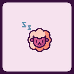 Cute Sleeping Sheep Icon Illustration Design