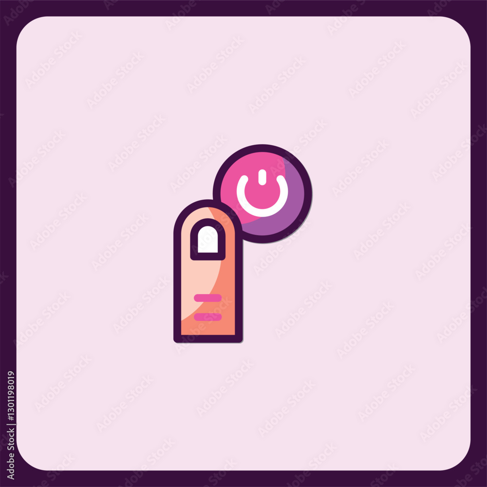 Poster finger touching power button icon interface design