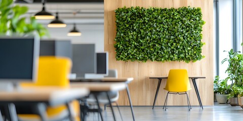 Corporate sustainability initiatives in modern office spaces showcasing eco-friendly practices and green goals