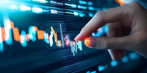Financial analyst reviewing projections on computer screen for accurate forecasting in business environment