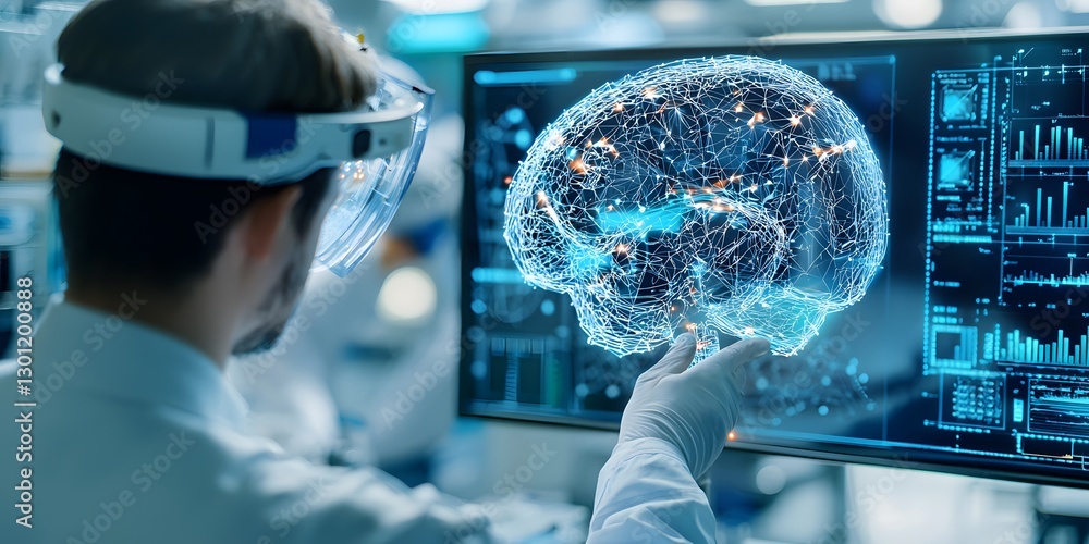 Poster engineers innovating cutting-edge technology in a high-tech lab emphasizing advancements in science