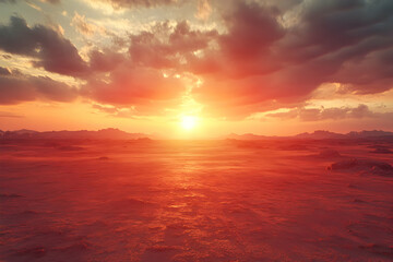 Obraz premium Breathtaking sunset illuminates the desert landscape with vibrant colors revealing nature's beauty and tranquility