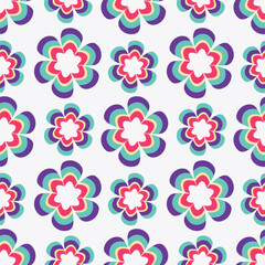 Floral seamless pattern with flowers on light blue background. Vector illustration