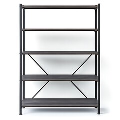 Modern furniture asset in-house metal shelf on white background minimalistic design functional item display