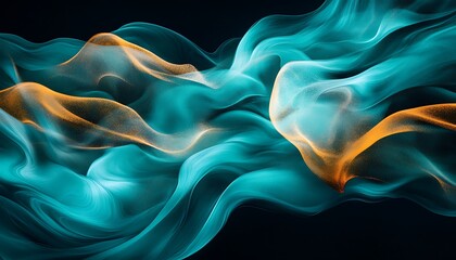 Obraz premium Abstract teal & gold flow on dark background