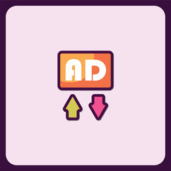 Modern AD Icon with Up and Down Arrows for Advertising