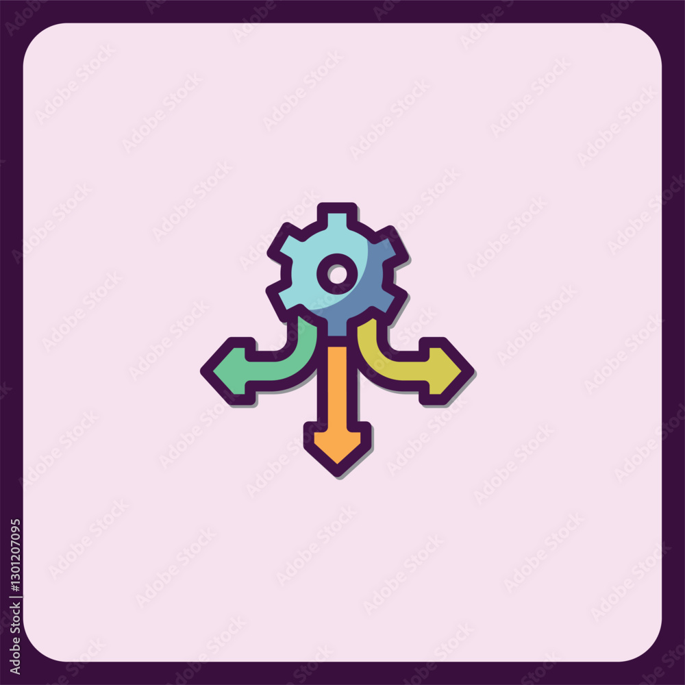 Poster multitasking gear icon, efficient workflow and process management
