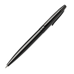 A Sleek Black Pen with Silver Tip Isolated on Transparent Background