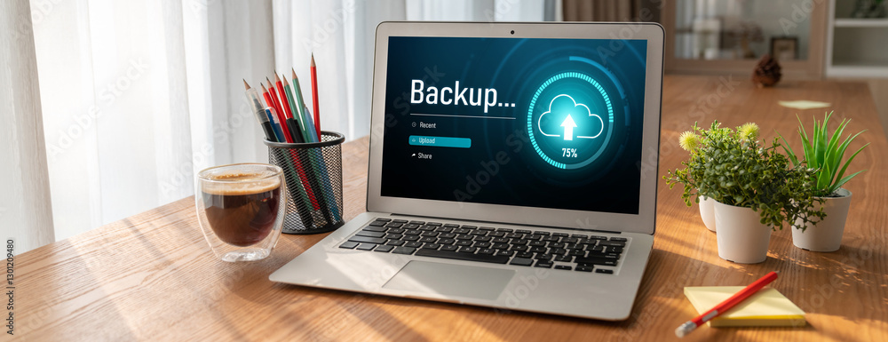 Poster backup storage data internet technology business concept. database storage cloud technology file dat