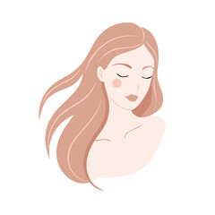 Graceful woman with warm tones and soft curls