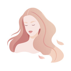 Dreamy woman with wavy pastel hair