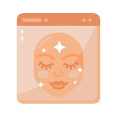 Glowing face in beauty treatment window