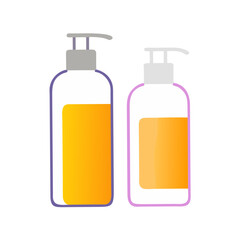 Two skincare lotion bottles with pump