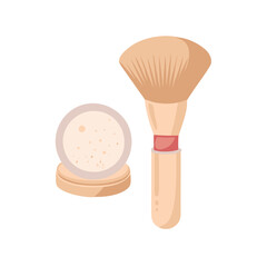 Makeup powder and brush with soft tones