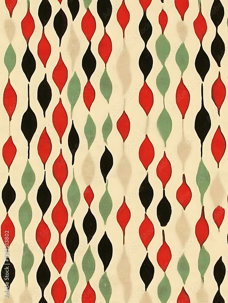Poster abstract string teardrop pattern with vibrant vintage color scheme