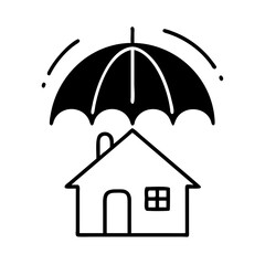Black and white house under umbrella for protection