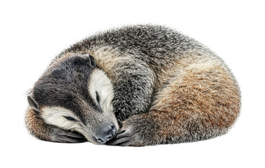 Fototapeta premium Cozy curled-up animal resting peacefully in a serene environment showcasing natural beauty and tranquility, cut out