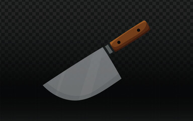 Cleaver vector, realistic kitchen knife.  Wooden handle, sharp steel blade.  Cooking, culinary tool.  Detailed, practical illustration.  Perfect for food blogs, butcher shops, and kitchen-themed desig
