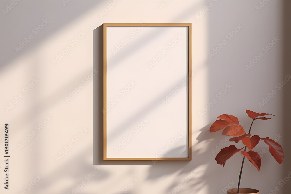 Poster empty picture frame on wall. blank photo frame mock up on wall.