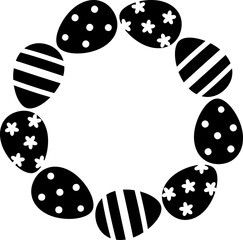 Fototapeta premium Spring Easter egg wreath silhouette flat vector illustration. Easter Eggs in Circular Arrangement. Easter Egg Circle Decoration design isolated. Good for greeting card,poster, banner, leaflet. 