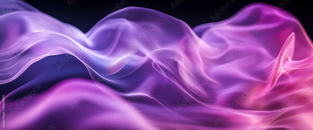 Poster Abstract close-up of colorful flowing waves in purple and pink hues, with smooth texture and dynamic movement. This image symbolizes fluidity, creativity, and elegant motion.