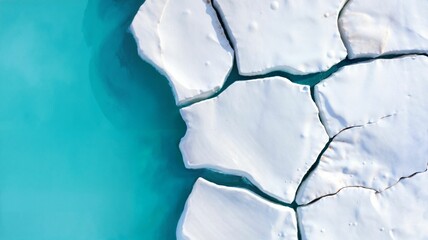 Naklejka premium Aerial view of icebergs floating on turquoise water