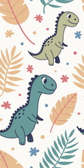 Seamless texture, cute dinosaur seamless pattern