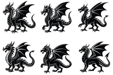 dragon silhouette vector art design