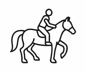 Simple Line Art Illustration of Person Riding a Horse