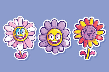 Flower stickers vector illustration. Floral elements

