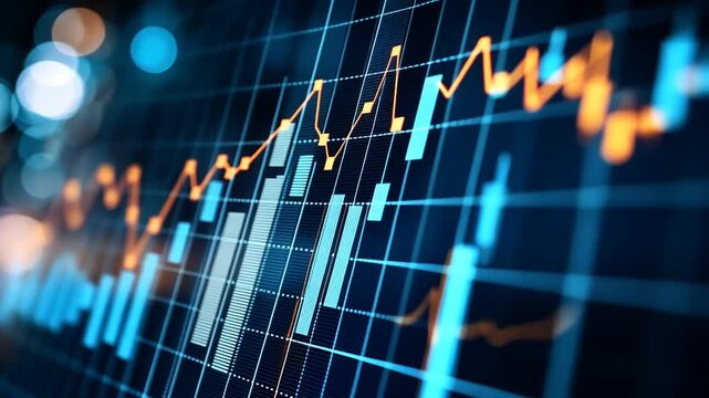 Digital Stock Market Charts in City Lights