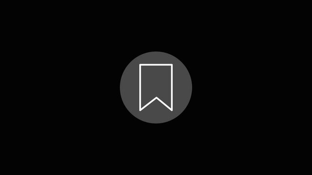 Animated bookmark white line ui icon. Saving webpage. Seamless loop HD video with alpha channel on transparent background. Isolated user interface symbol motion graphic design for night .