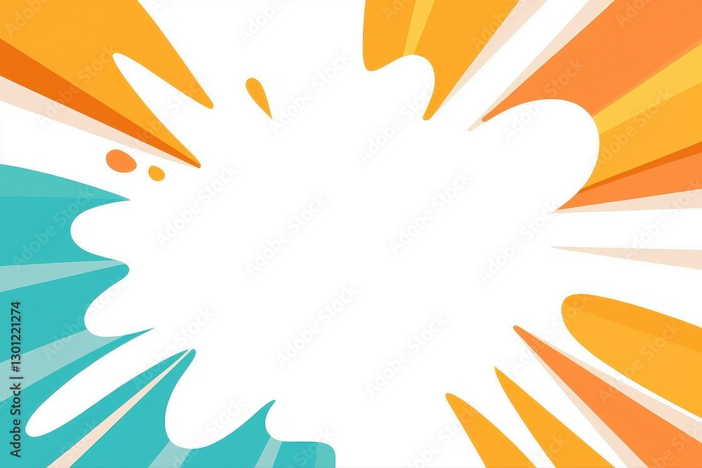 Poster colorful explosion background with dynamic sunburst effect and white space for graphic design projec
