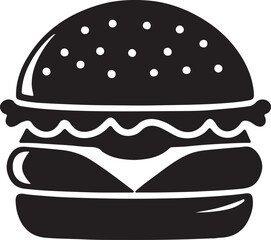 Burger silhouette vector art illustration. Black and white Burger vector illustration.