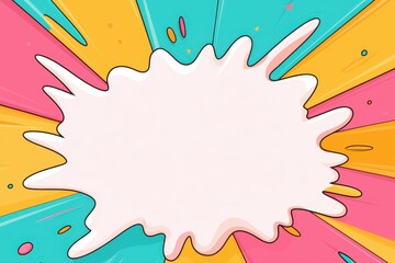 Fototapeta premium Colorful explosion background with white speech bubble in a comic pop art style design for visual communication