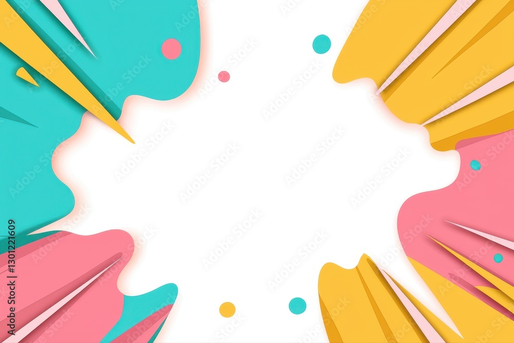 Poster abstract background with colorful shapes and layered comic book text box effects in various ink styl