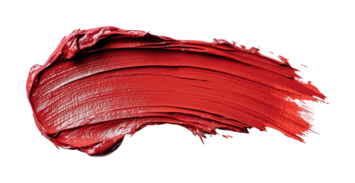 Bold red paint stroke intended for artistic expression and design projects in various applications such as branding and advertising, cut out