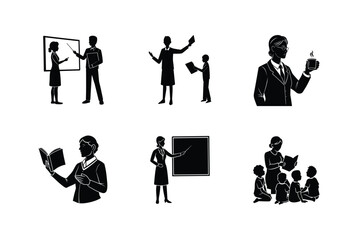 Silhouette Icons Educators, Teachers, Students, Classroom, Learning