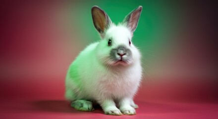 Obraz premium Fluffy White Rabbit Posing for the Camera