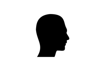 Simple man head black icon vector on white background.