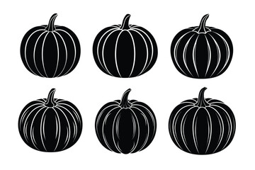 Set of Six Various Pumpkin Silhouettes vector