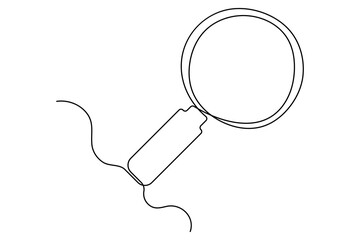 Continuous one line drawing magnifying glass symbol concept vector illustration
