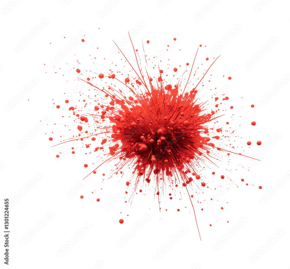 Poster abstract design featuring bright red paint splatter with dynamic splashes ideal for artistic project