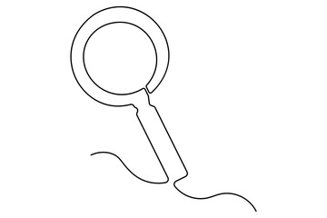 Continuous one line drawing magnifying glass symbol concept vector illustration
