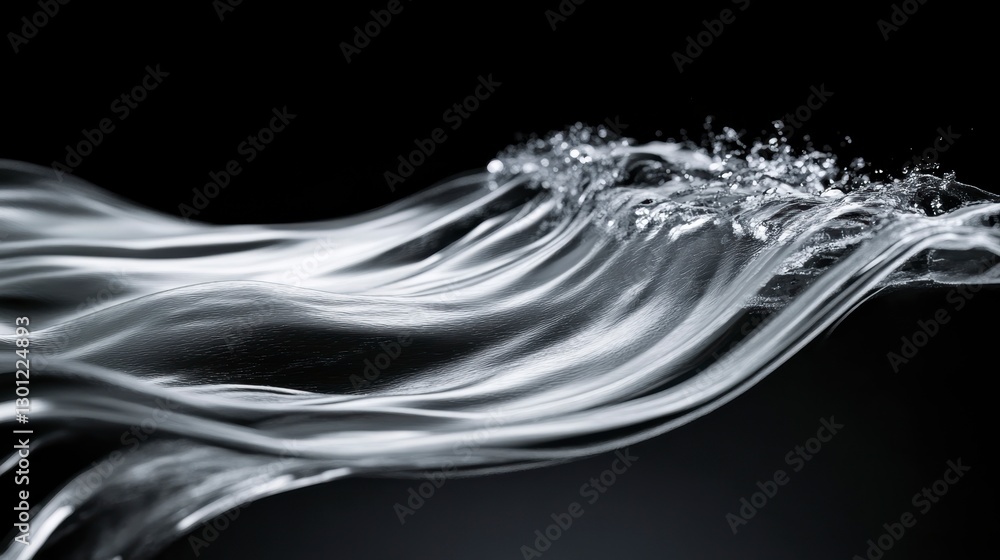 Poster abstract water waves on black background. possible use stock photo for design elements