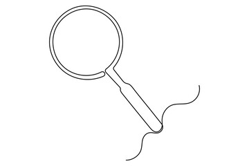 Continuous one line drawing magnifying glass symbol concept vector illustration
